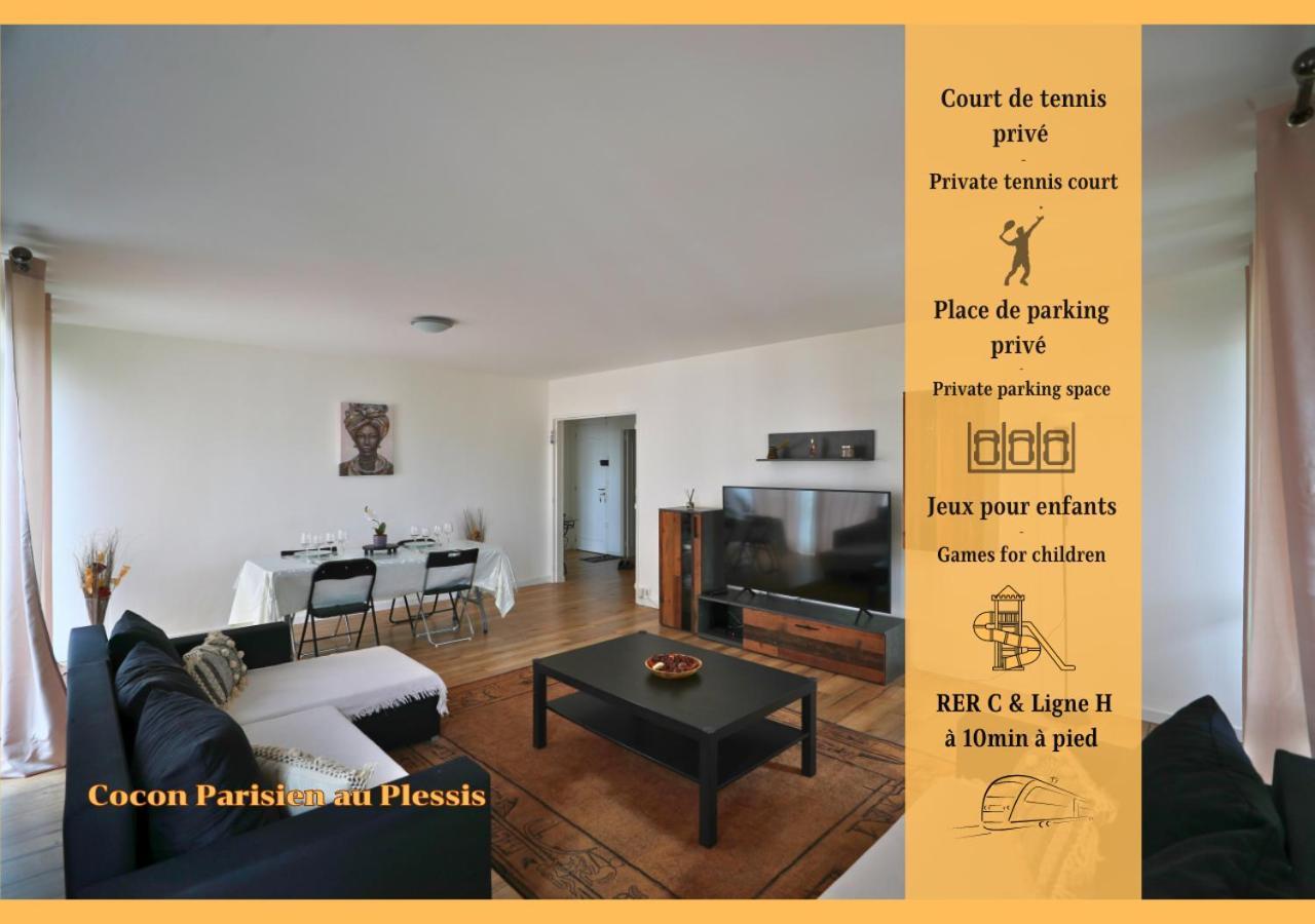 Cocon Parisien Au Plessis - Court De Tennis Prive Apartment Le Plessis-Bouchard Exterior photo